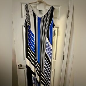 NWT Catherines Black & Blue Striped sleeveless dress sparkle accents (1X 18/20)